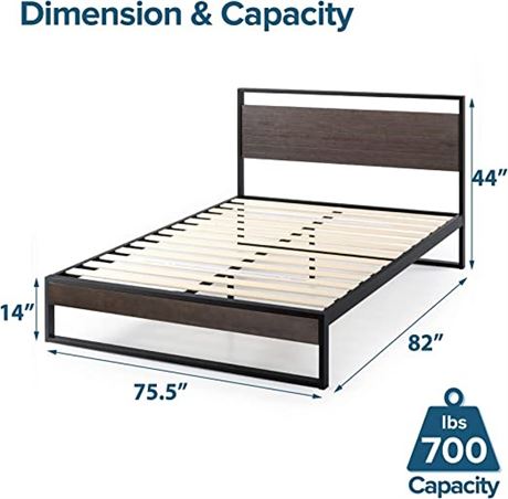 Tmldeals.com - ZINUS Suzanne 44 Inch Bamboo and Metal Platform Bed Frame