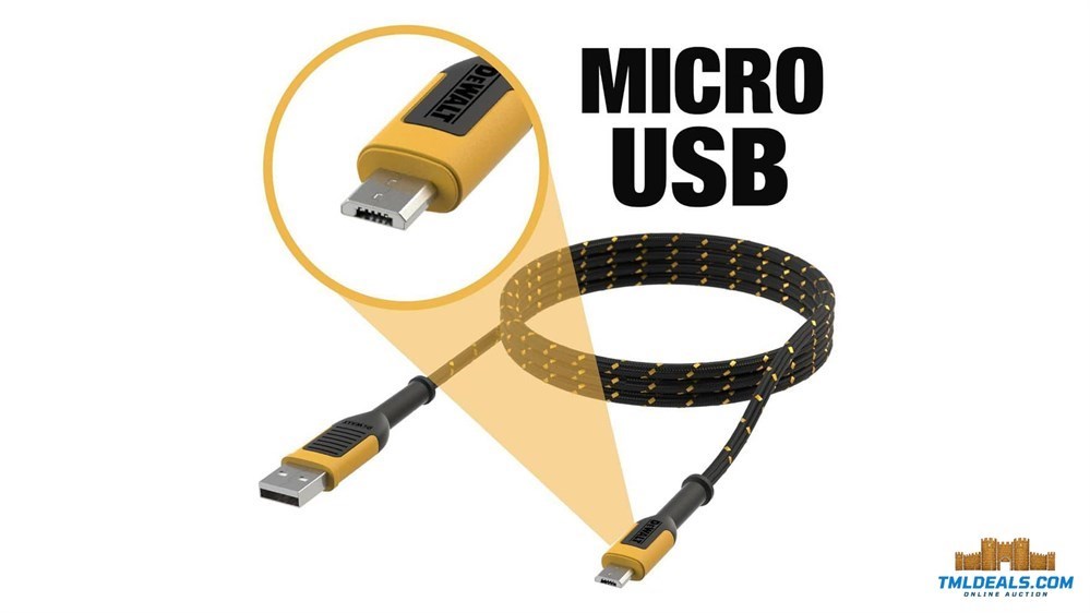 Micro Usv End Tmldeals.com - DEWALT 6 ft. Reinforced Braided Cable for Micro-USB