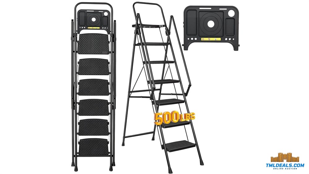 Tmldeals.com - 6.5 ft. Steel Lightweight Step Ladder (12 ft. Reach ...